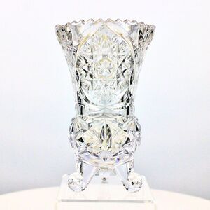Lead Crystal Footed Vase Vintage 80s Anna Hutte Bleikristall Cottagecore German